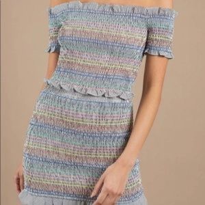 storia rainbow ruched crop top